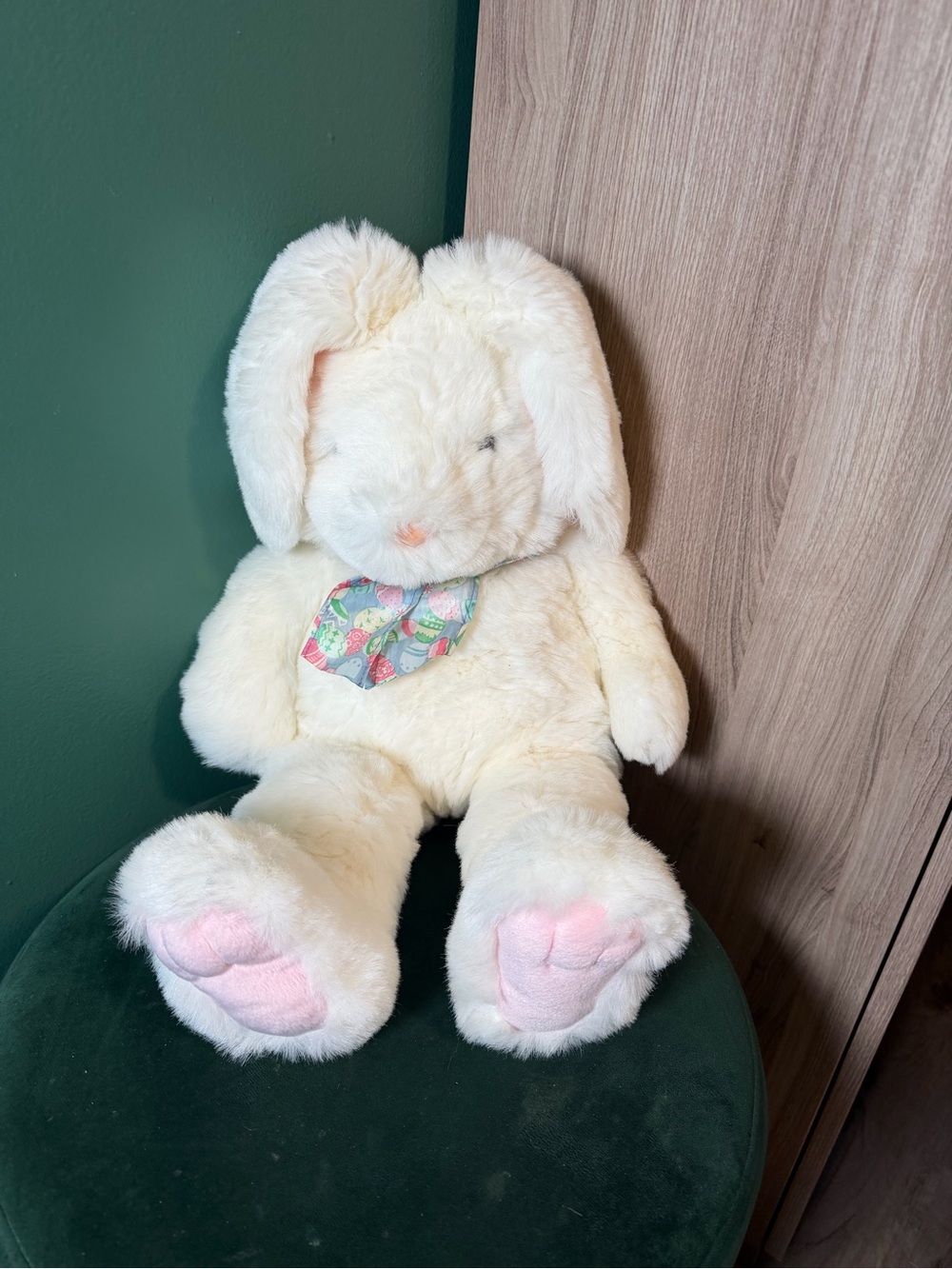Gund Bunny with Pink Paw Pads and Easter Scarf 1986-1989 (large)